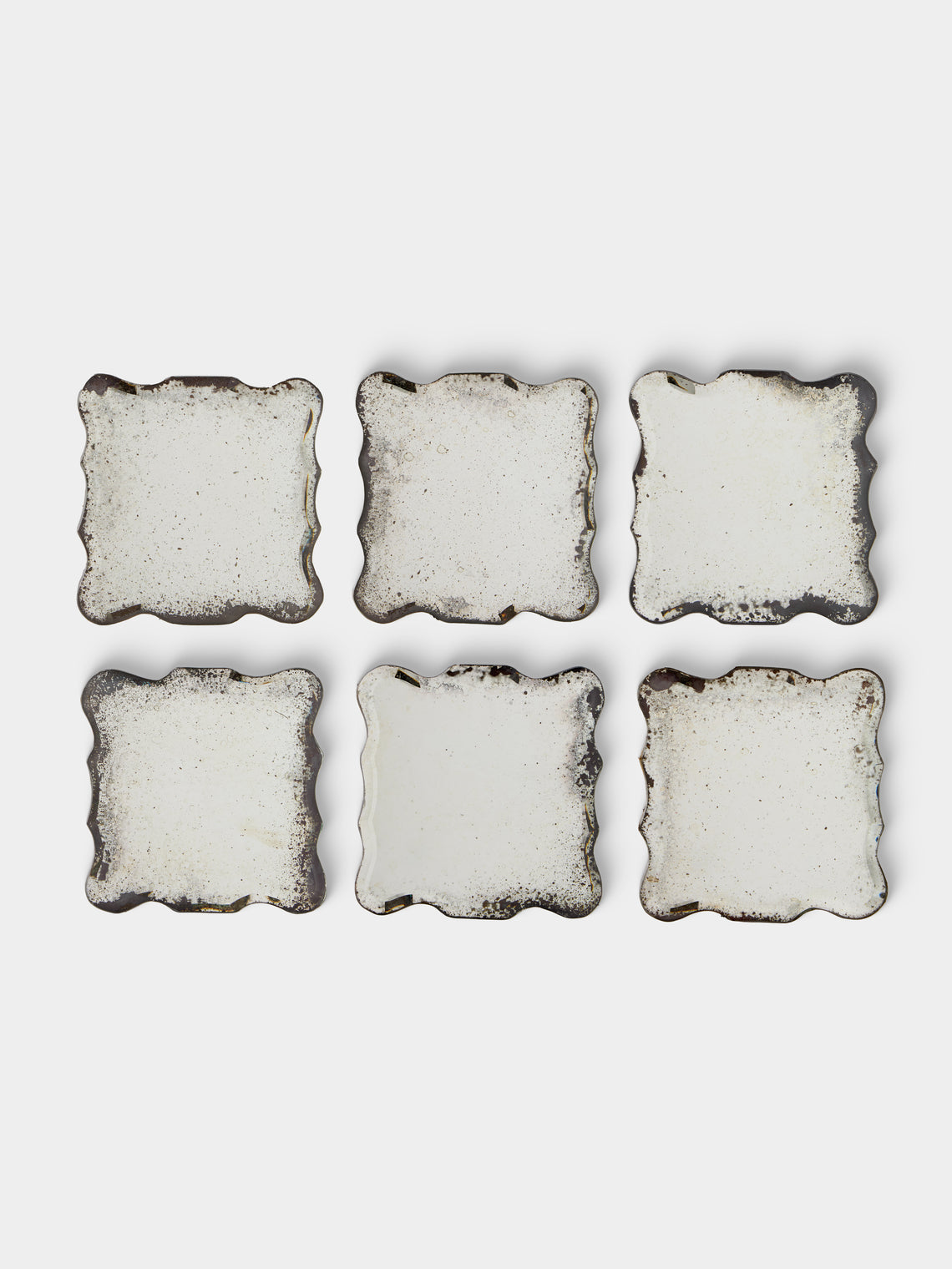 Borgo delle Tovaglie - Firenze Mirrored Glass Coasters (Set of 6) - Silver - ABASK - 