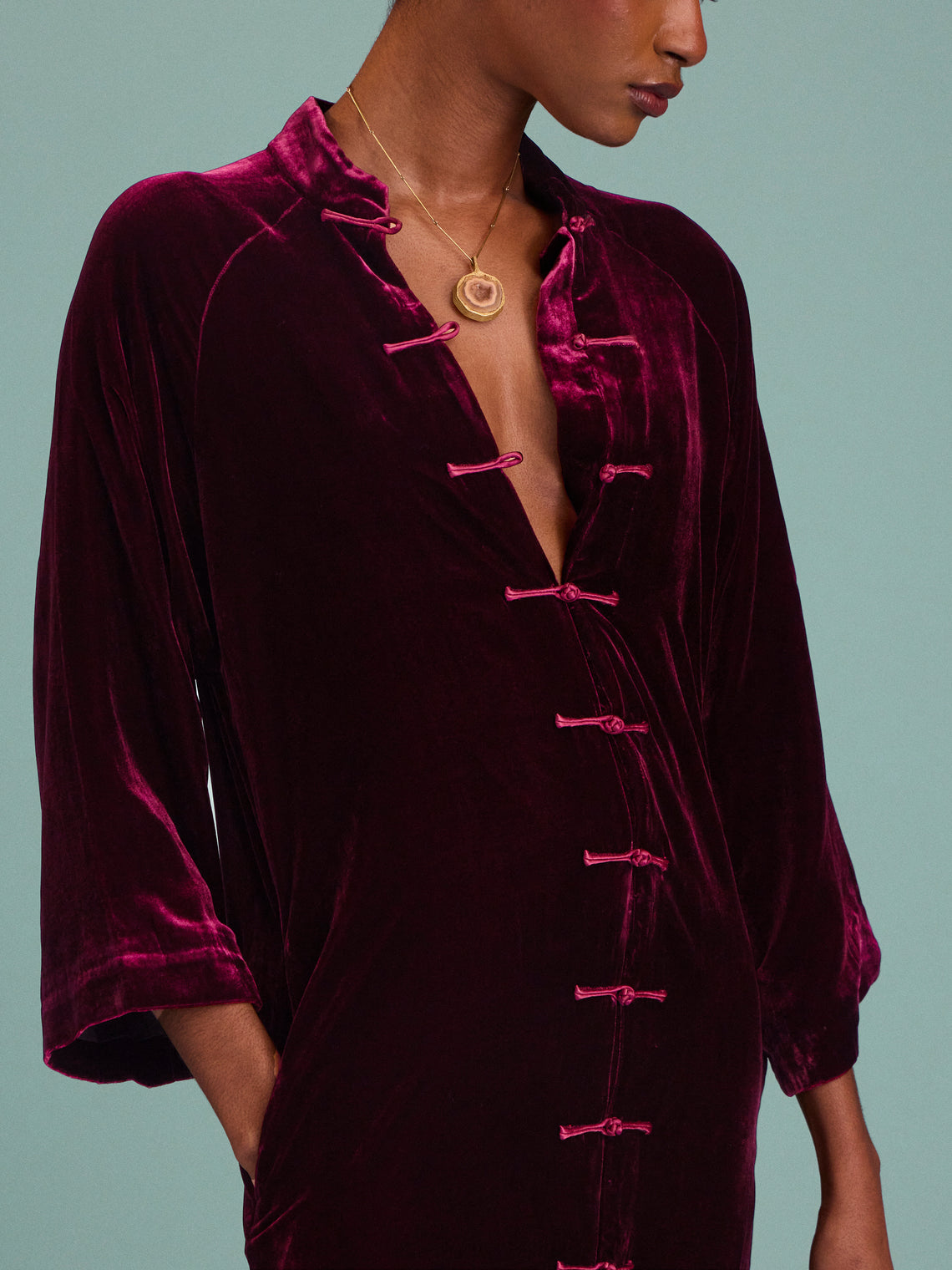 Yali Milano - Velvet Light Robe | Size: S - Burgundy - ABASK