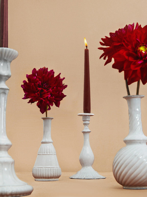 Astier de Villatte - Isis Hand-Glazed Ceramic Candlestick - White - ABASK