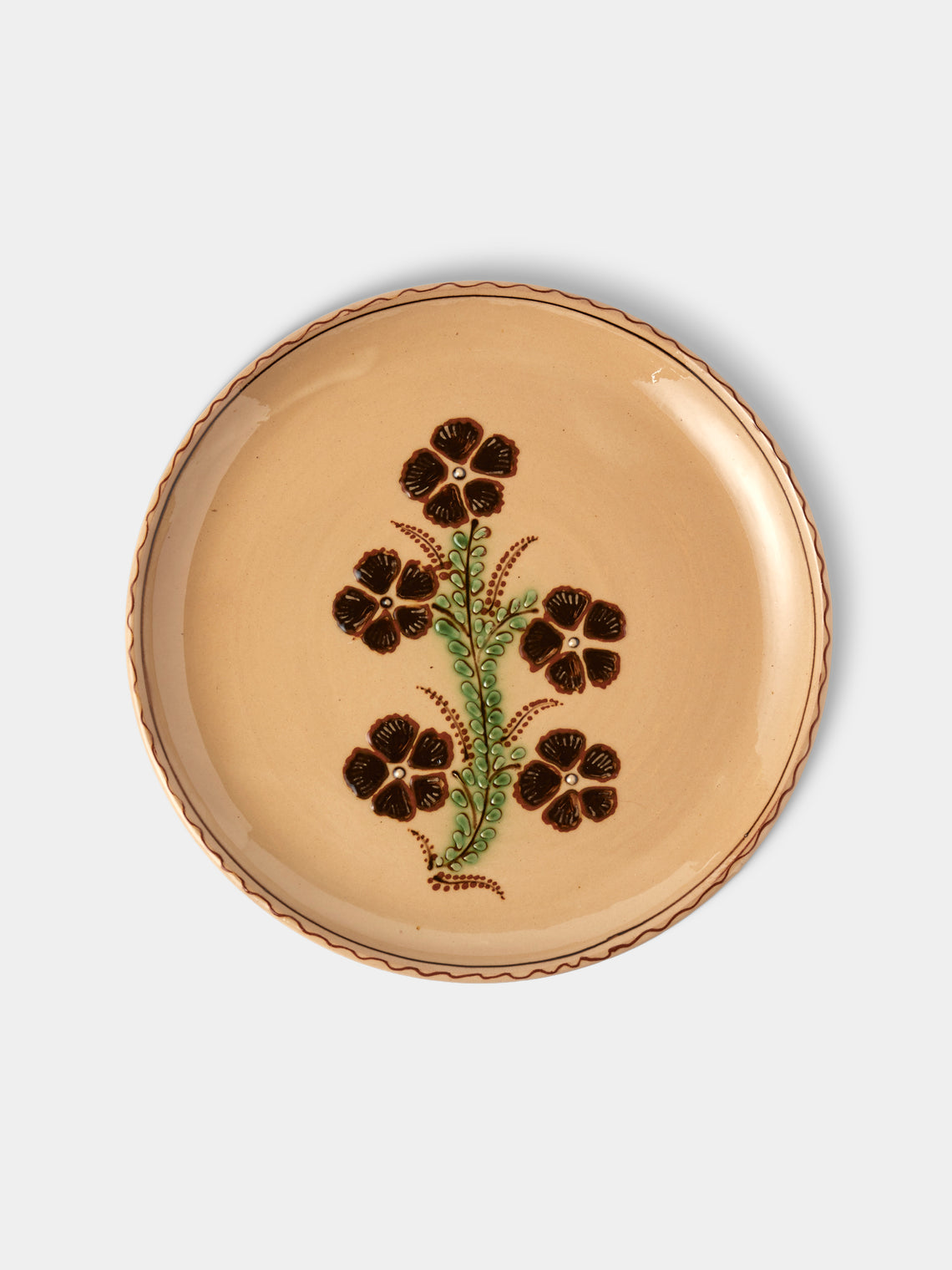 Poterie d’Évires - Flowers Hand-Painted Ceramic Plates – 9.5in/24cm (Set of 8) - Cream - ABASK