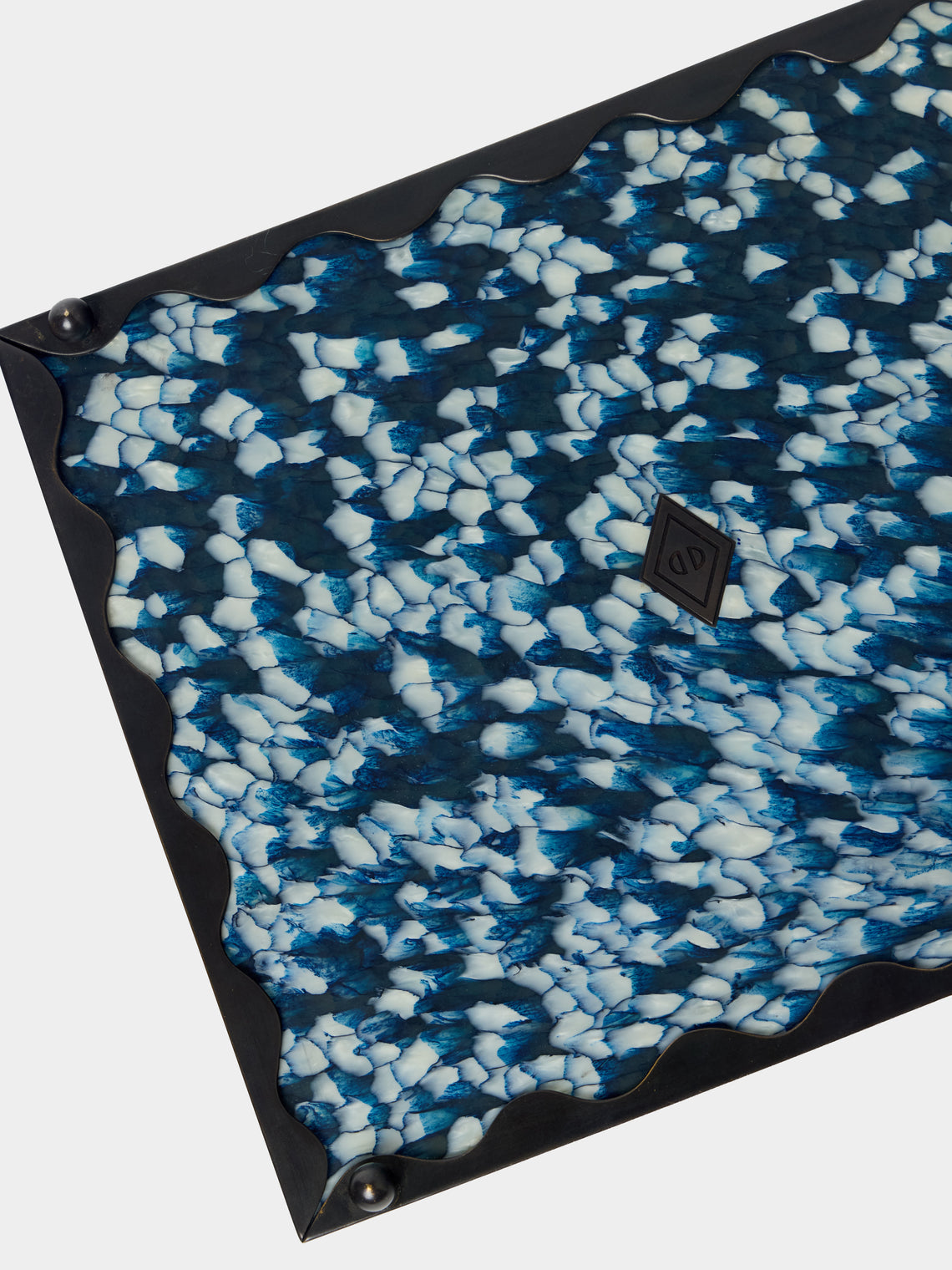 Droulers - Ondine Burnished Brass Tray (10in/25cm) - Blue - ABASK