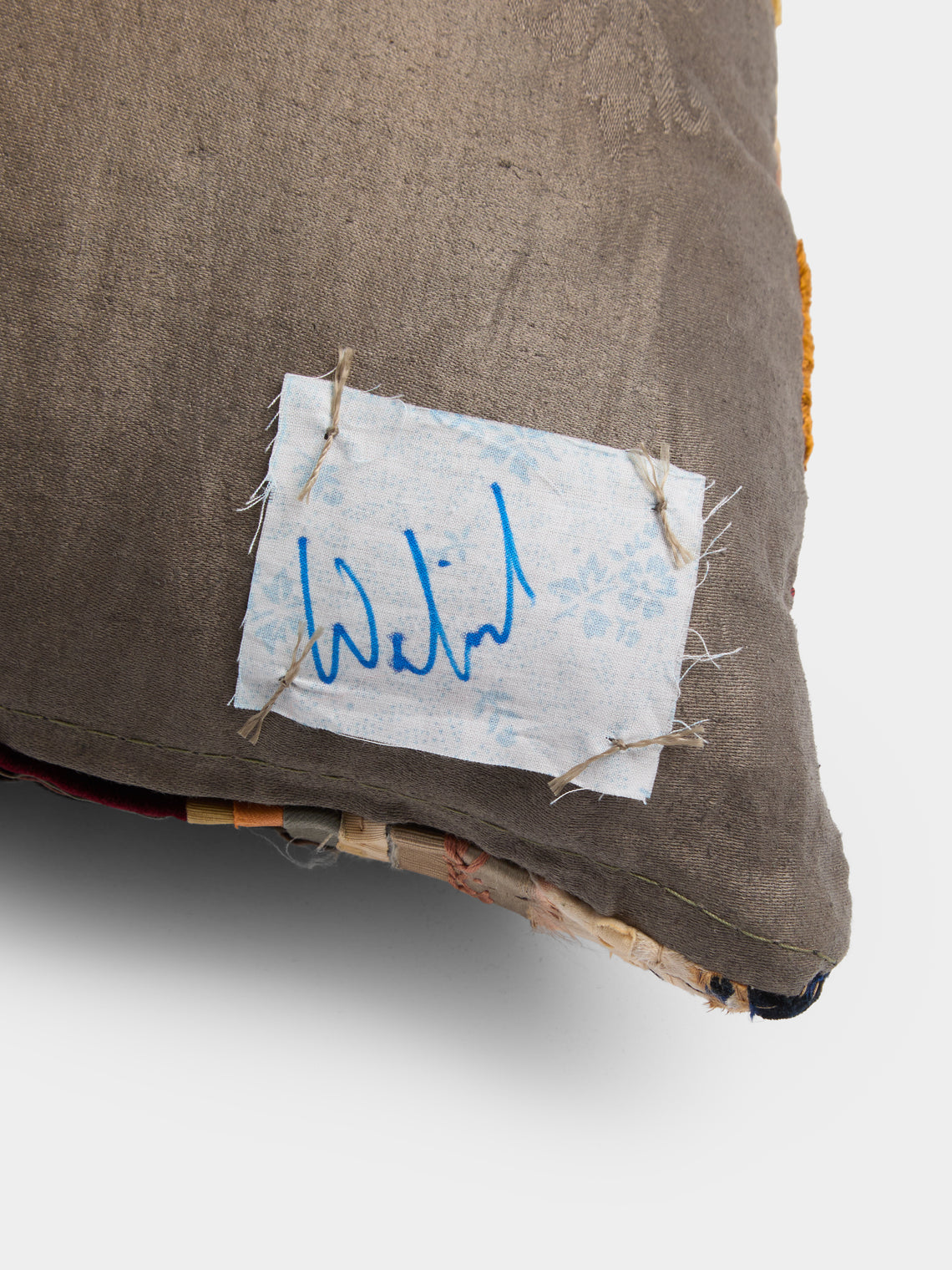 By Walid - 19th-Century Log Cabin Patchwork Damask Cushion (19.5in/50cm) - Multiple - ABASK