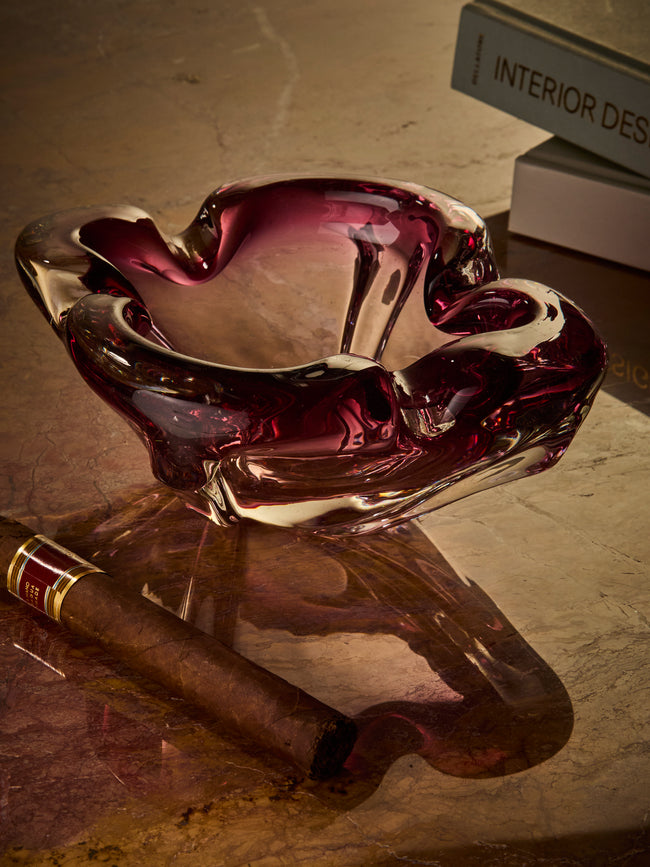 Antique and Vintage - Mid-Century Crystal Ashtray - Purple - ABASK