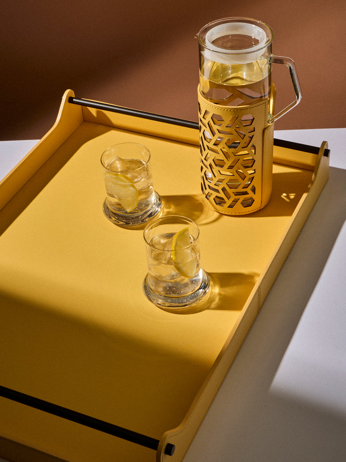 RUDI - Circuit Leather Tray (24in/60.5cm) - Yellow - ABASK