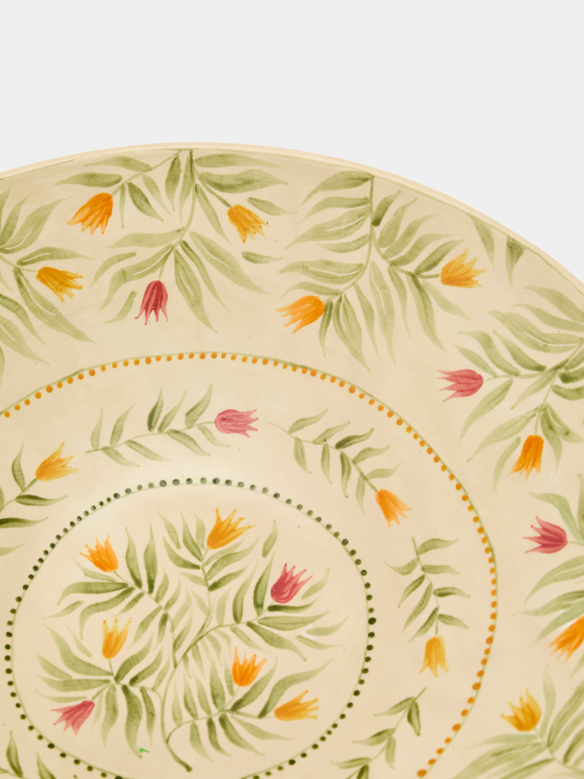 Rosanna Corfe - Doves and Daffodils Hand-Painted Ceramic Flared Bowl - Cream - ABASK