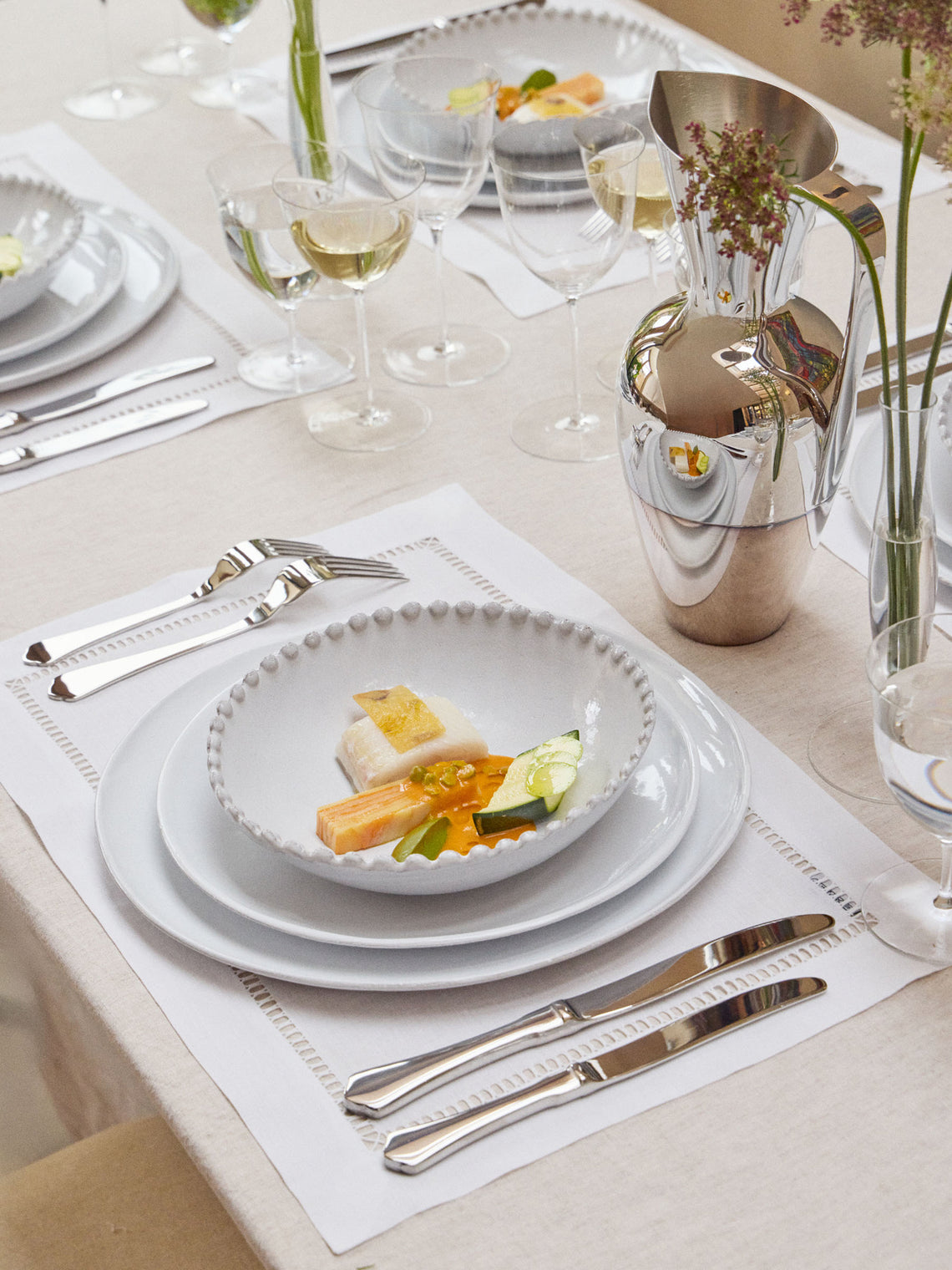 Astier de Villatte - Adélaïde Hand-Glazed Ceramic Soup Plate – 8.5in/21.5cm (Set of 2) - White - ABASK