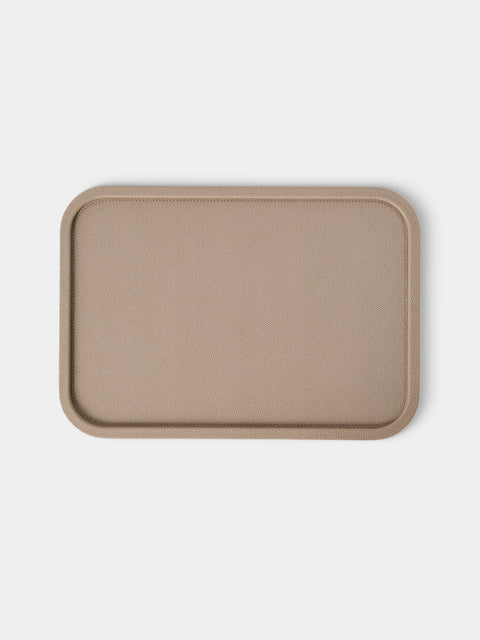 Giobagnara - Arcobaleno Leather Tray (12.5in/31.5cm) - Beige - ABASK - 