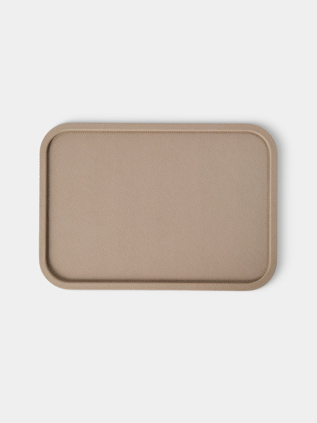 Giobagnara - Arcobaleno Leather Tray (12.5in/31.5cm) - Beige - ABASK - 