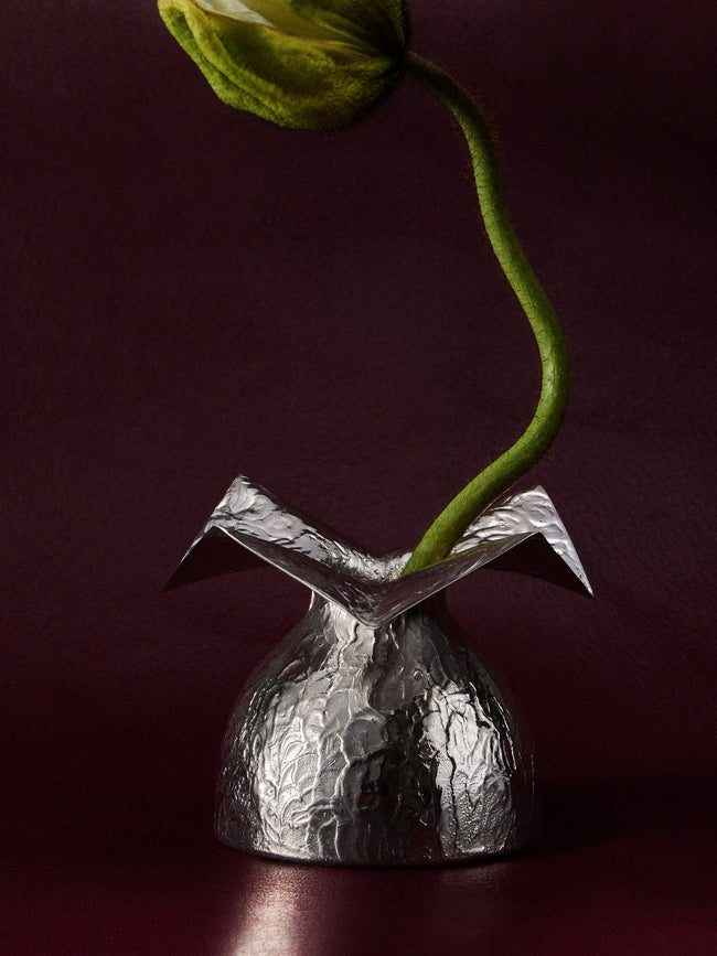 San Lorenzo - 1993 Afra and Tobia Scarpa Cartoccio Sterling Silver Vase (4.5in/11cm) - Silver - ABASK
