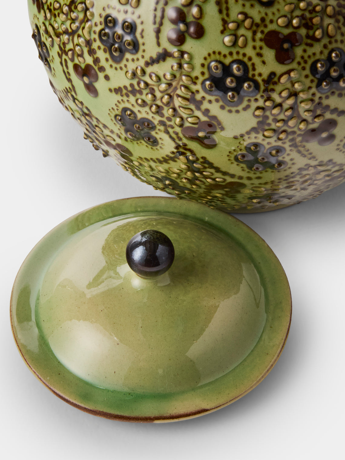 Poterie d’Évires - Flowers Hand-Painted Ceramic Small Teapot - Green - ABASK