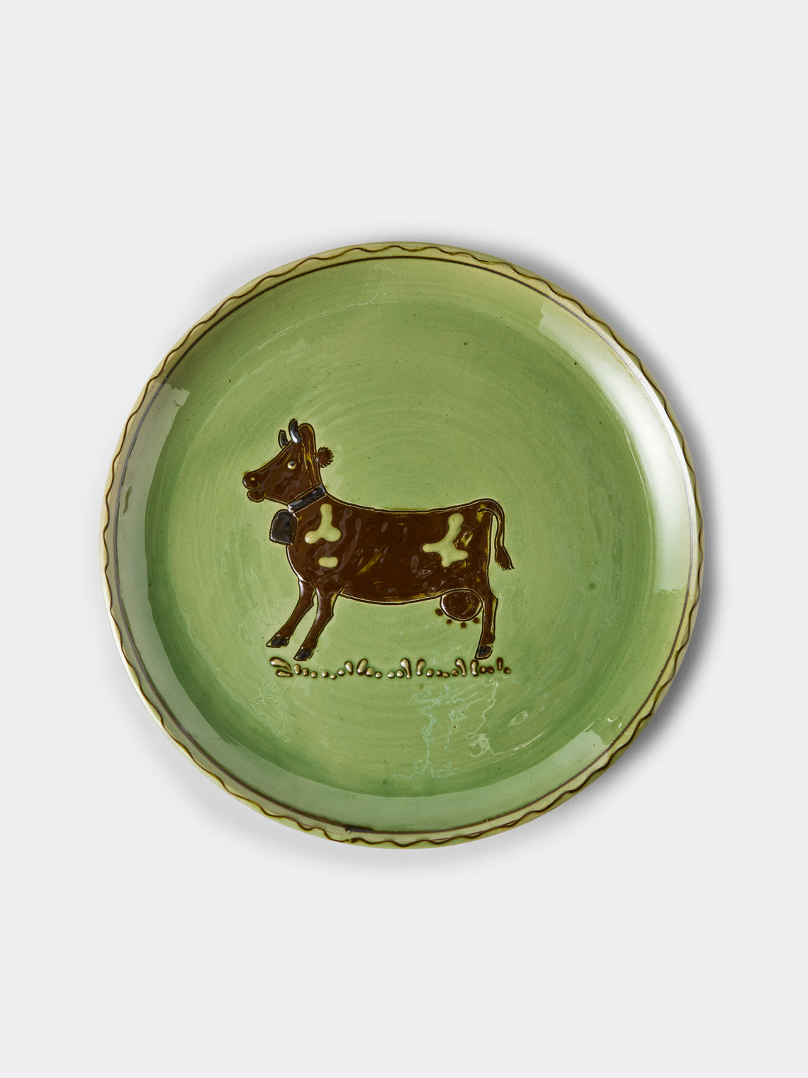 Poterie d’Évires - Animals Hand-Painted Ceramic Dinner Plates – 9.5in/24cm (Set of 4) - Green - ABASK
