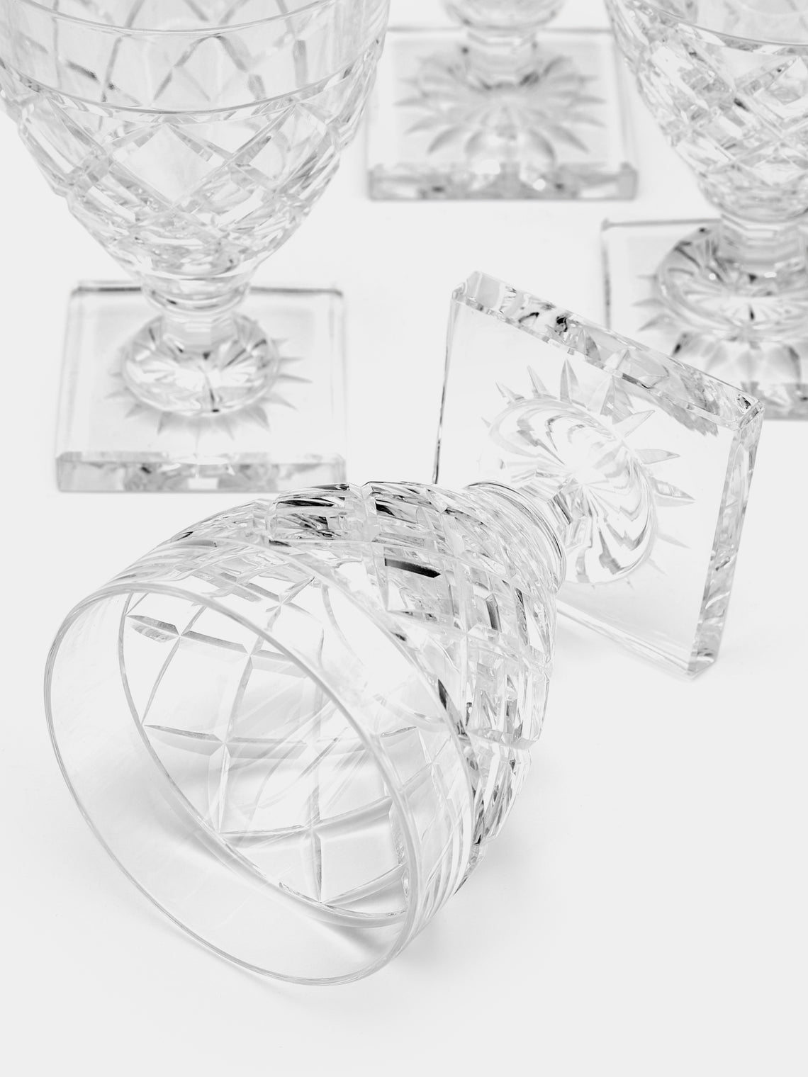 Antique and Vintage - 1930s Val Saint Lambert Crystal White Wine Glasses (Set of 8) -  - ABASK