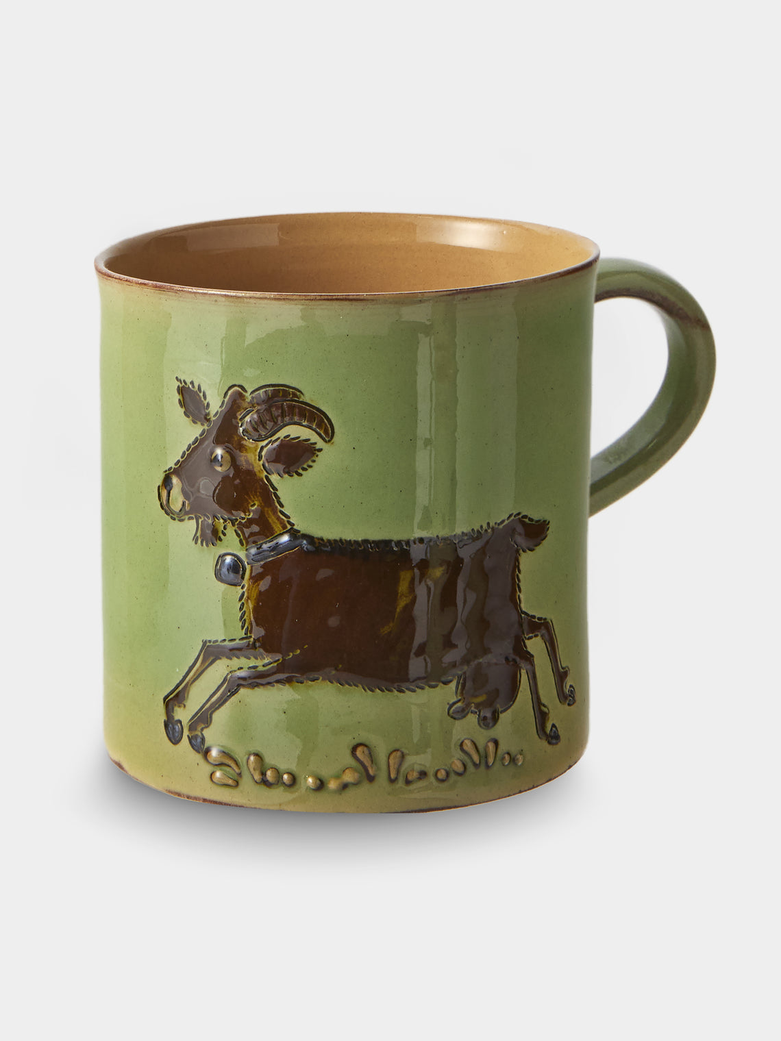 Poterie d’Évires - Animals Hand-Painted Ceramic Mugs (Set of 4) - Green - ABASK