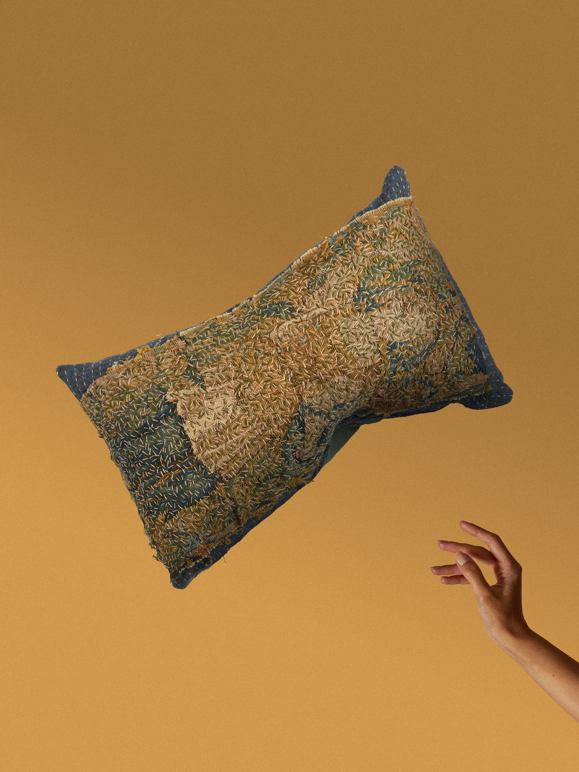 By Walid - 17th-Century Flemish Verdure Tapestry Linen Cushion (25in/63cm) - Multiple - ABASK