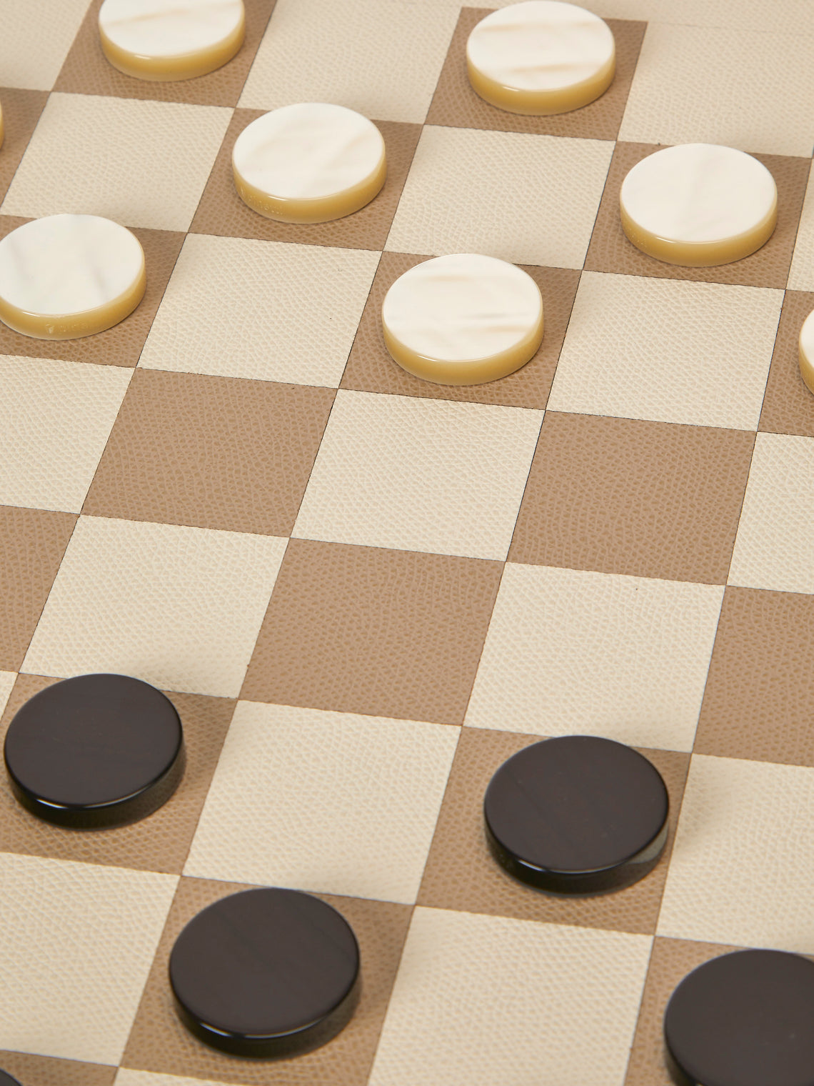 Pinetti - Leather Chess and Checkers Set - Cream - ABASK