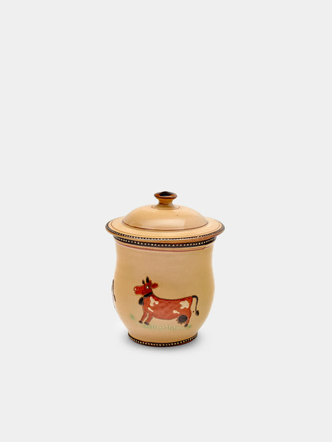 Poterie d’Évires - Cows Hand-Painted Ceramic Mini Lidded Pot - Cream - ABASK - 