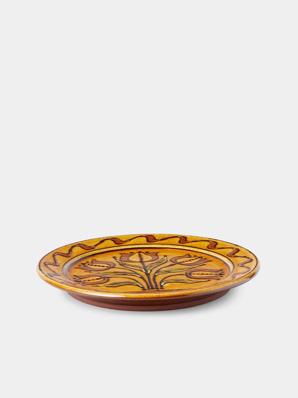 Fitch & McAndrew - Tulips Slipware Dinner Plate (10.4in/26.5cm) - Orange - ABASK