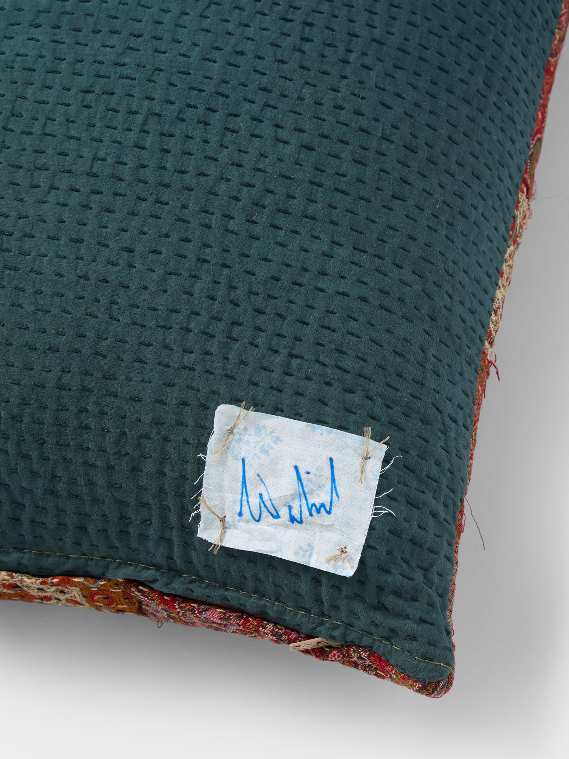 By Walid - 19th-Century Paisley Patchwork Wool and Linen Cushion (18.5in/47cm) - Multiple - ABASK