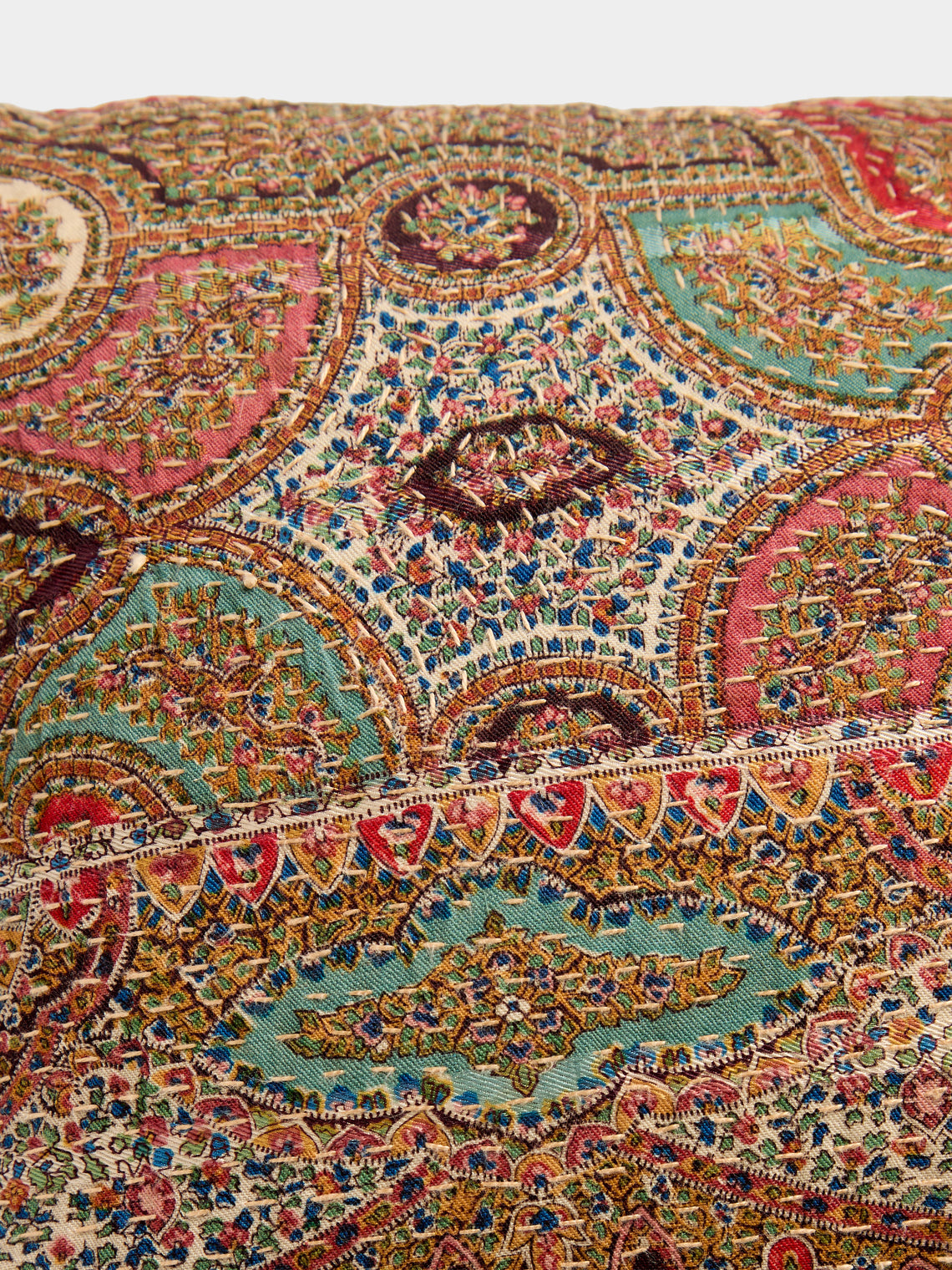 By Walid - 19th-Century French Napoleon III Paisley Wool Cushion (21.5in/55cm) - Multiple - ABASK