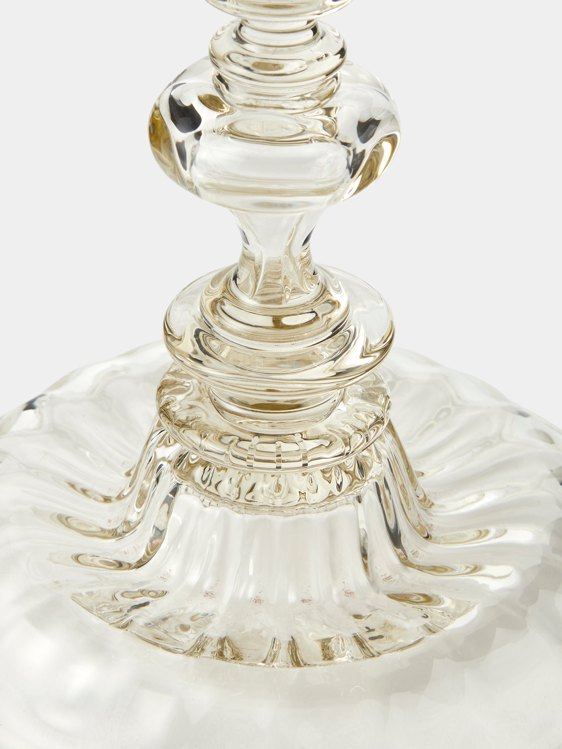 Bollenglass - Hand-Blown Glass Large Candlestick - Gray - ABASK