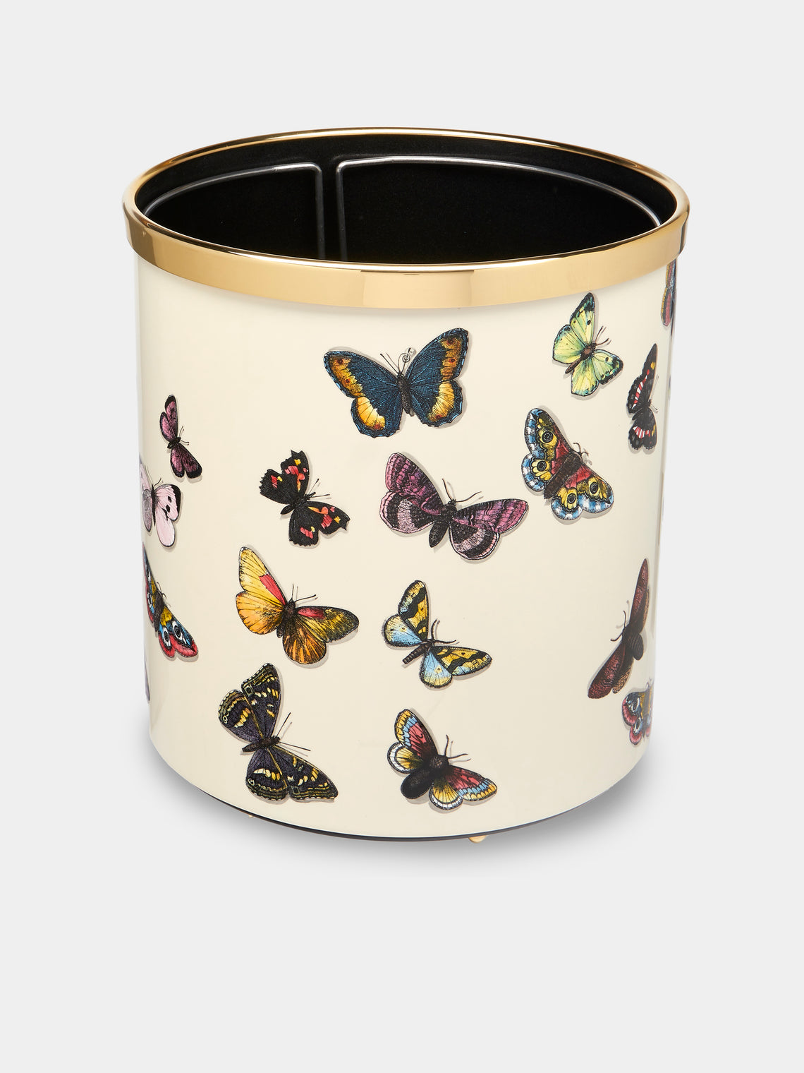 Fornasetti - Farfalle Iron Wastepaper Bin - Ivory - ABASK - 