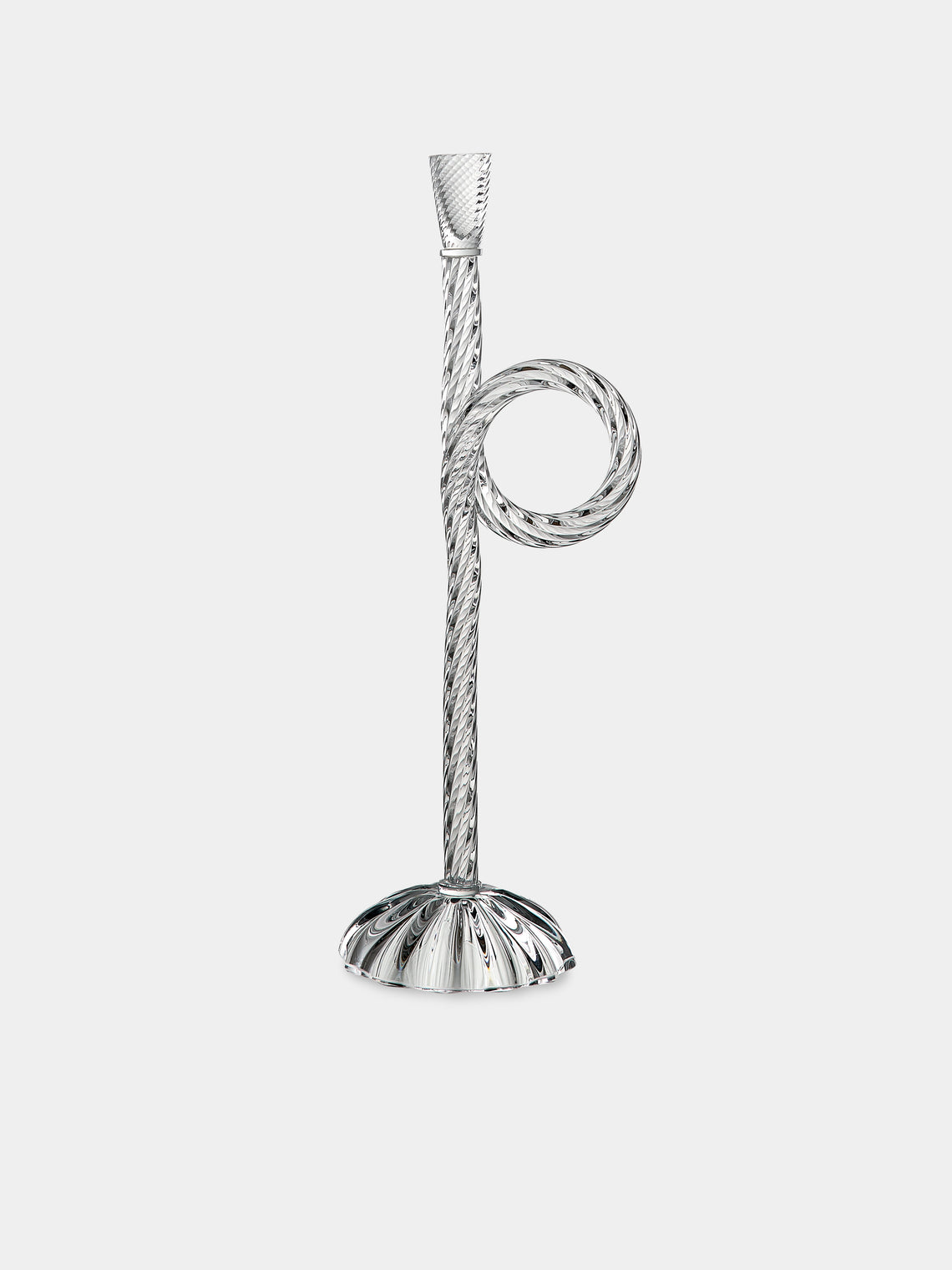 Aina Kari - Venetian Knot Hand-Blown Murano Glass Candlestick Holder - Clear - ABASK - 