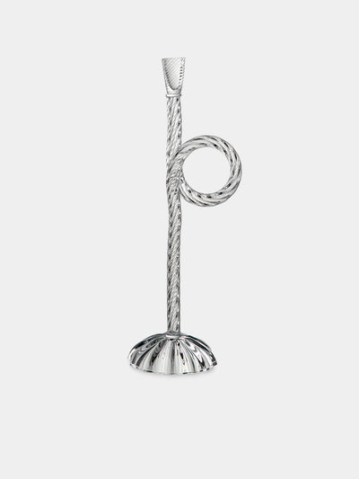 Aina Kari - Venetian Knot Hand-Blown Murano Glass Candlestick Holder - Clear - ABASK - 