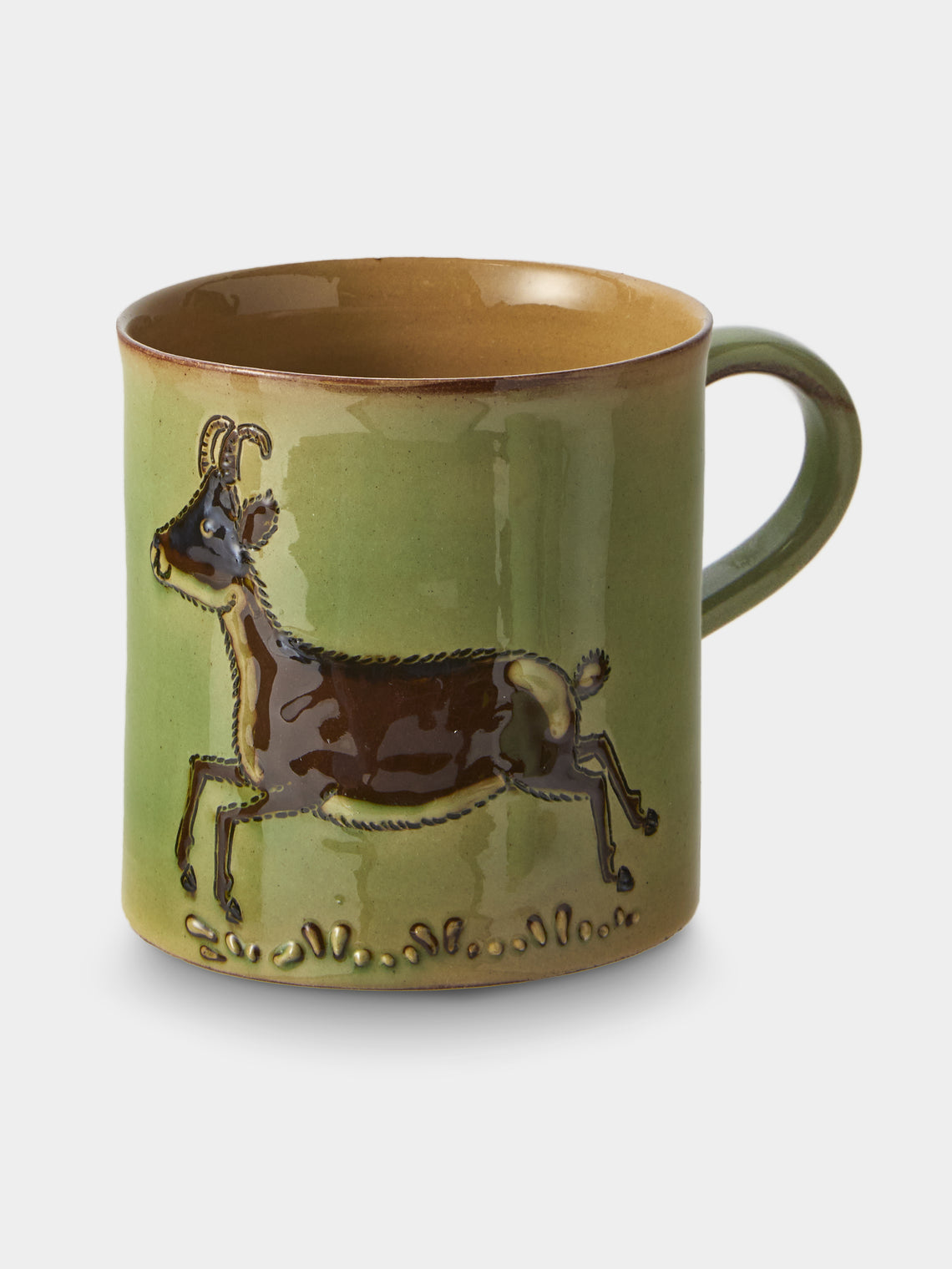 Poterie d’Évires - Animals Hand-Painted Ceramic Mugs (Set of 4) - Green - ABASK