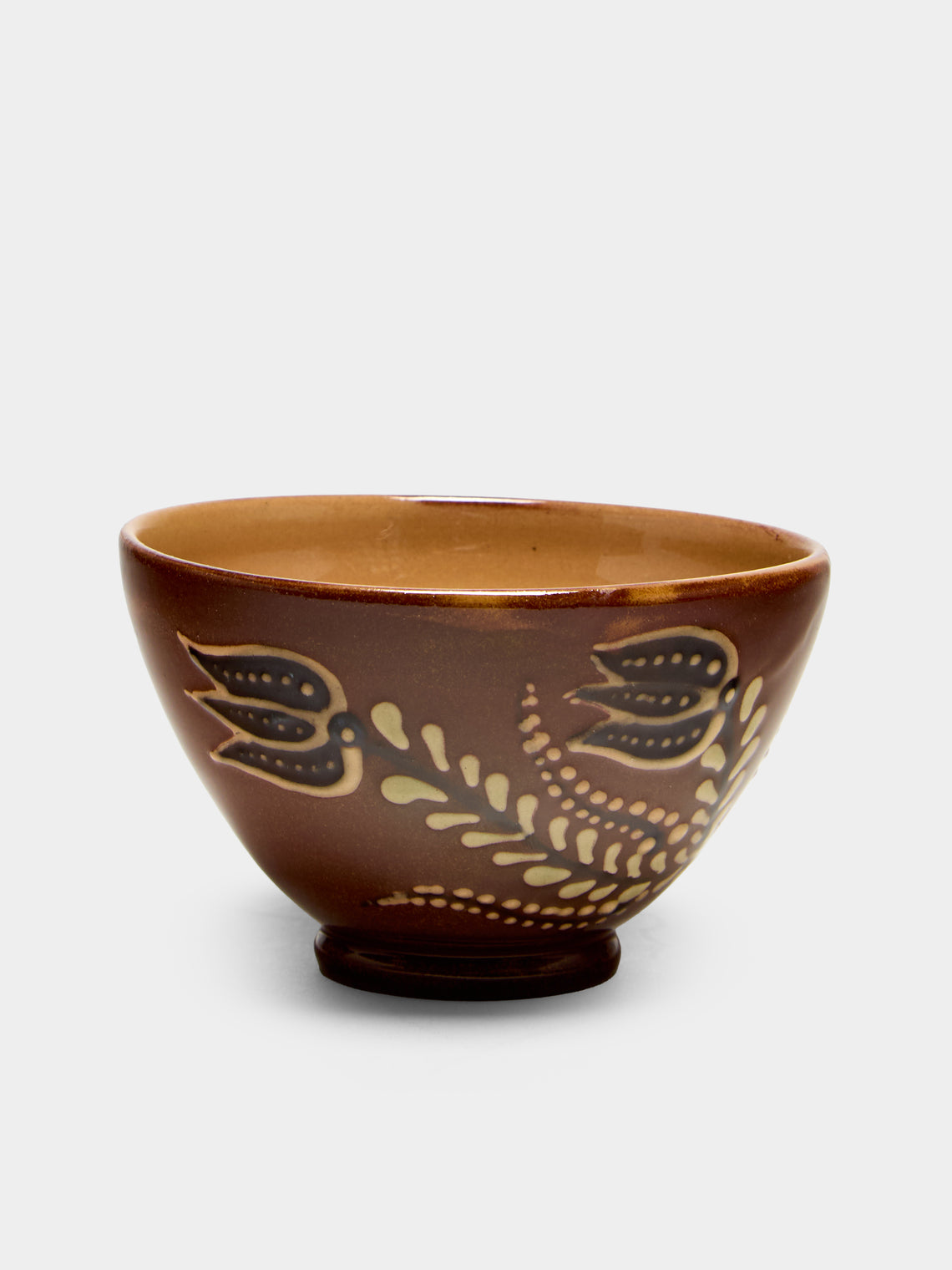 Poterie d’Évires - Flowers Hand-Painted Ceramic Petite Fluted Bowls (Set of 6) - Light brown - ABASK