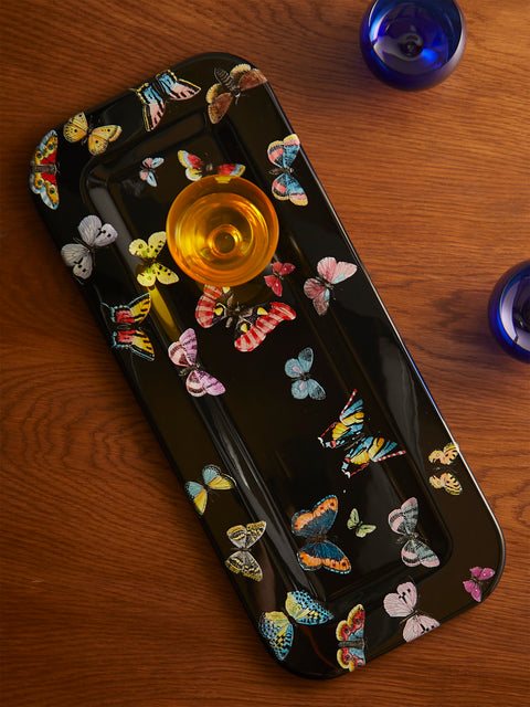 Fornasetti - Farfalle Wood Tray - Black - ABASK