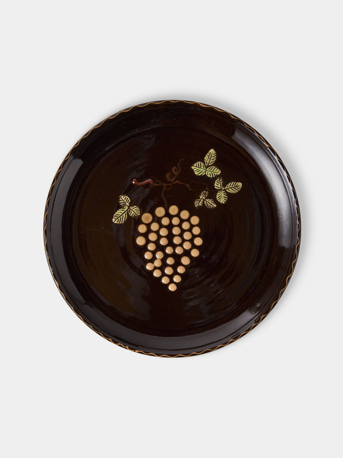 Poterie d’Évires - Fruits Hand-Painted Ceramic Dinner Plates – 9.5in/24cm (Set of 3) - Brown - ABASK