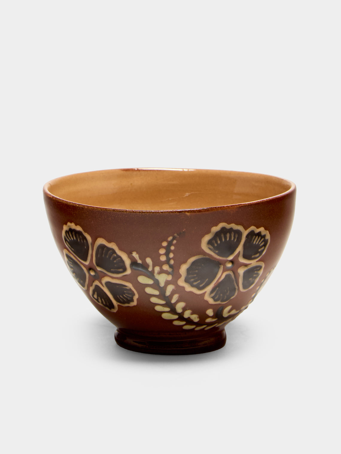 Poterie d’Évires - Flowers Hand-Painted Ceramic Petite Fluted Bowls (Set of 6) - Light brown - ABASK