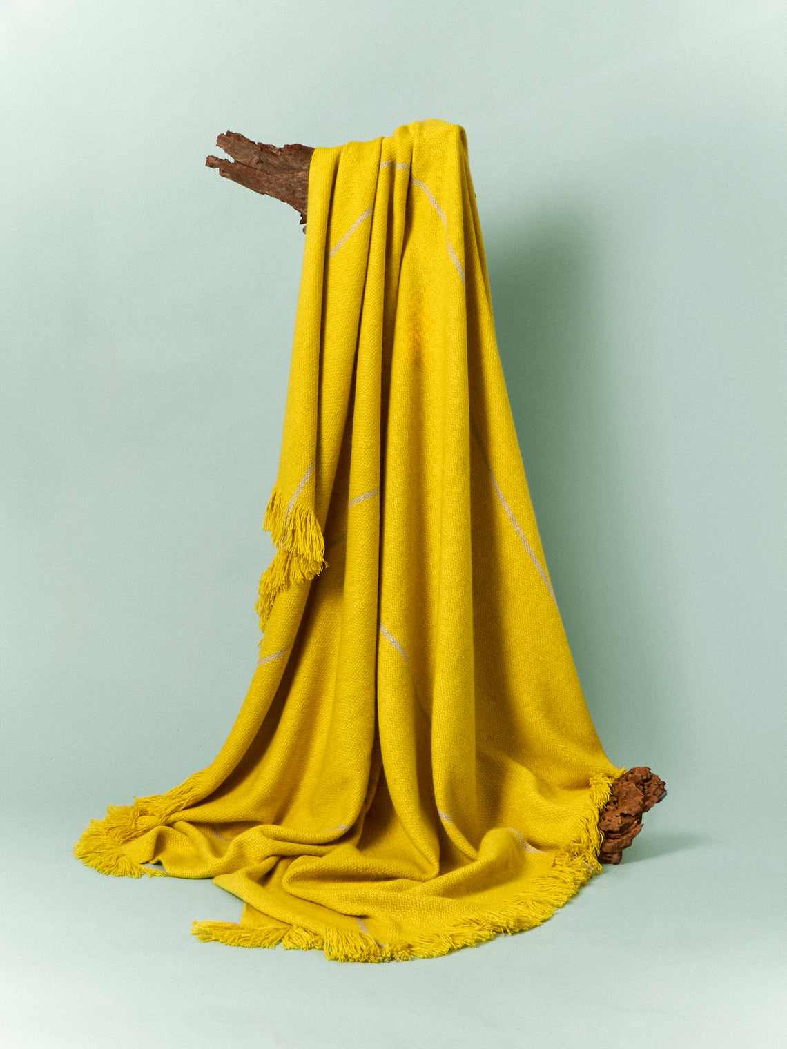 Otherways - 3 Lines Handwoven Yak Blanket (79in/2m) - Yellow - ABASK