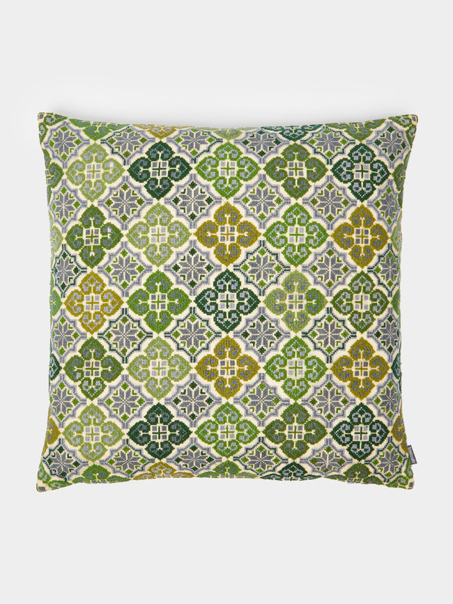 Kissweh - Moon of Ramallah Hand-Embroidered Cotton Cushion -  - ABASK - 