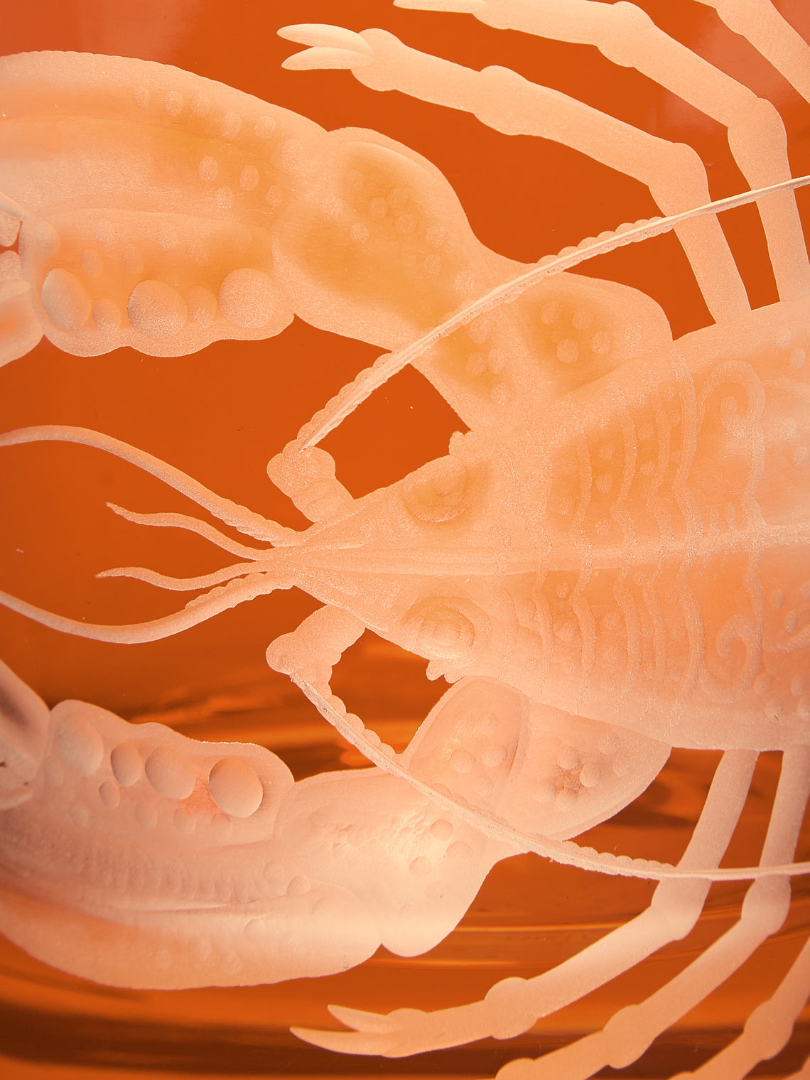 Artel - Lobster Hand-Engraved Crystal Double Old Fashioned Glass (12.5oz/365ml) - Orange - ABASK