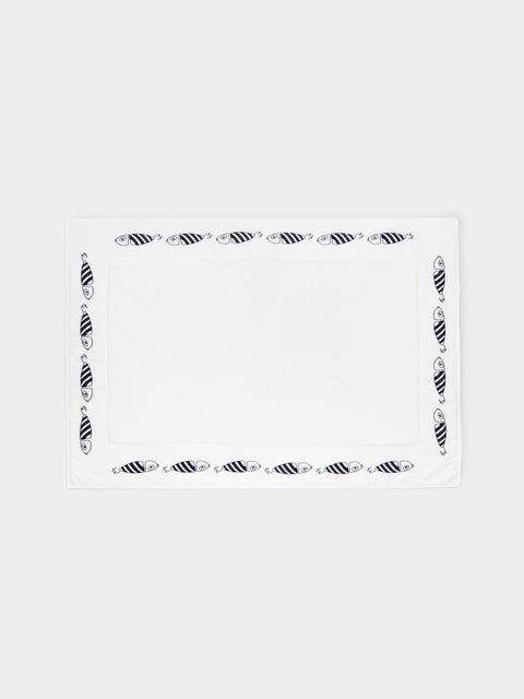 Loretta Caponi - Striped Fish Hand-Embroidered Cotton Bath Mat -  - ABASK - 