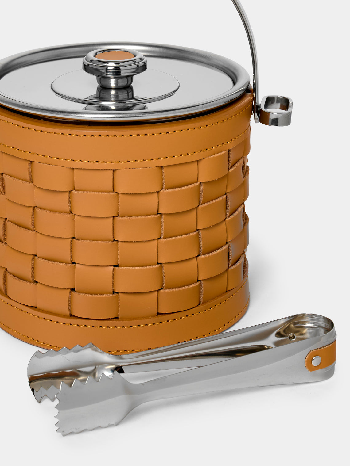 Riviere - Barcelona Water-Resistant Leather Ice Bucket with Tongs - Tan - ABASK