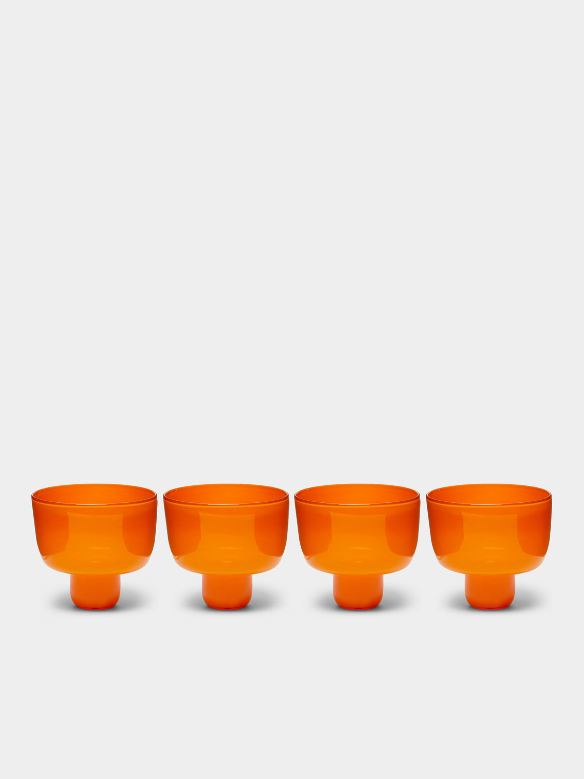 Pierrot Doremus - Hand-Blown Glass Ice Cream Bowls (Set of 4) - Orange - ABASK 