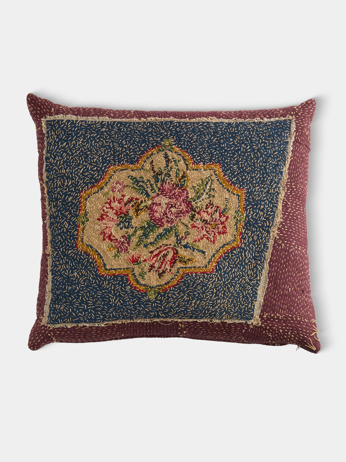 By Walid - 19th-Century Napoleon III Needlepoint Wool and Linen Cushion (23in/58cm) - Multiple - ABASK - 