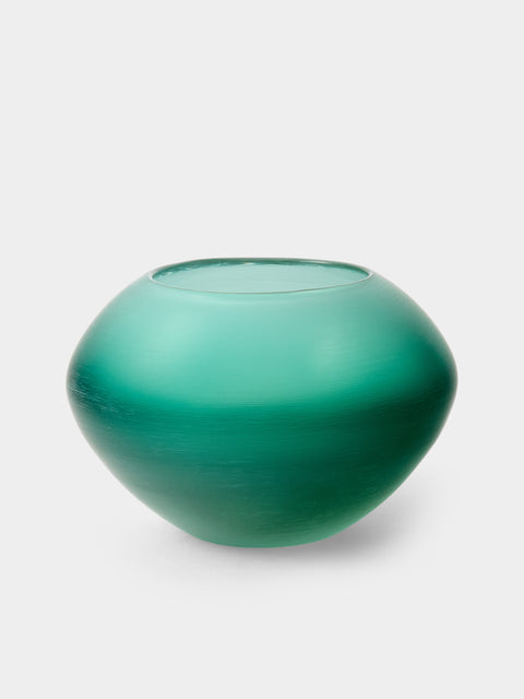 Venini - 1956 Paolo Venini Incisi Murano Glass Vase (9in/23.5cm) - Green - ABASK - 