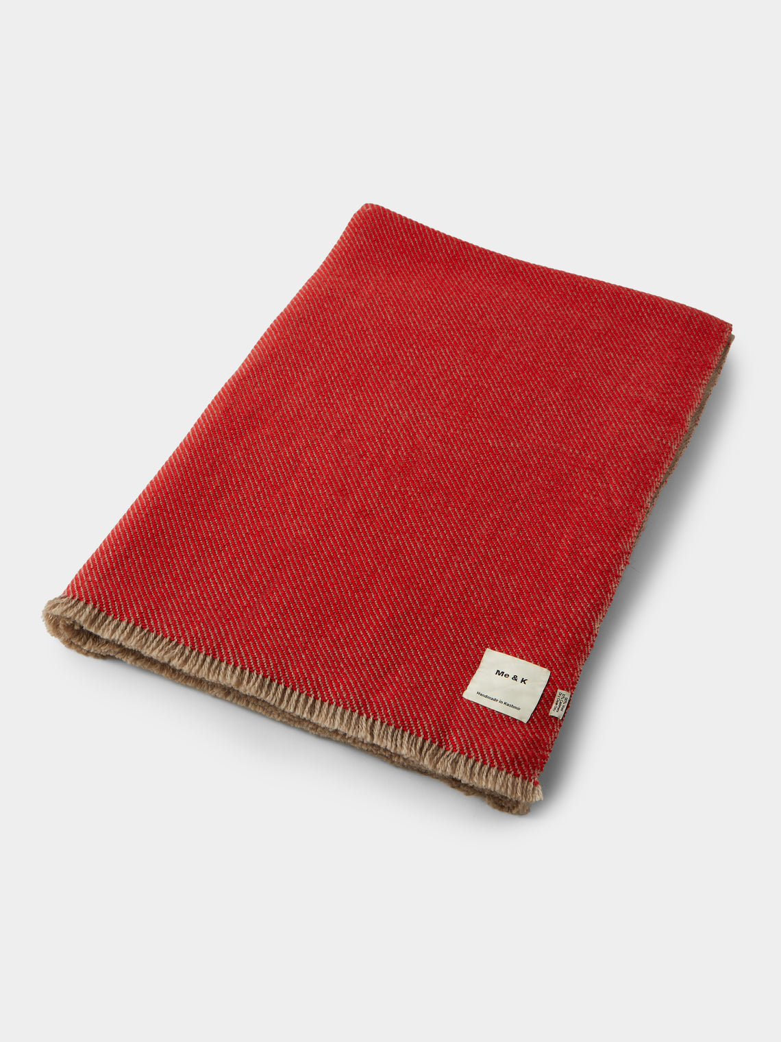 Me & K - Reversible Merino Wool and Cashmere King-Size Blanket (106in/2.7m) - Red - ABASK