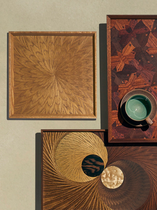 Mori Kougei - Poke Teak Square Tray (10.5in/26.5cm) - Brown - ABASK