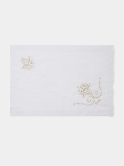 Rolande du Dreuilh Créations - Hand-Embroidered Cotton Placemats (Set of 4) - White - ABASK - 