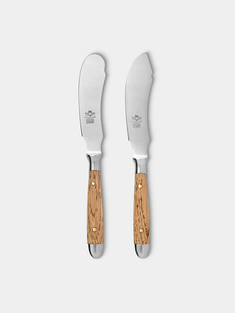 Eichenlaub - Light Oak Old German Butter and Cheese Knives (Set of 2) - Natural - ABASK - 