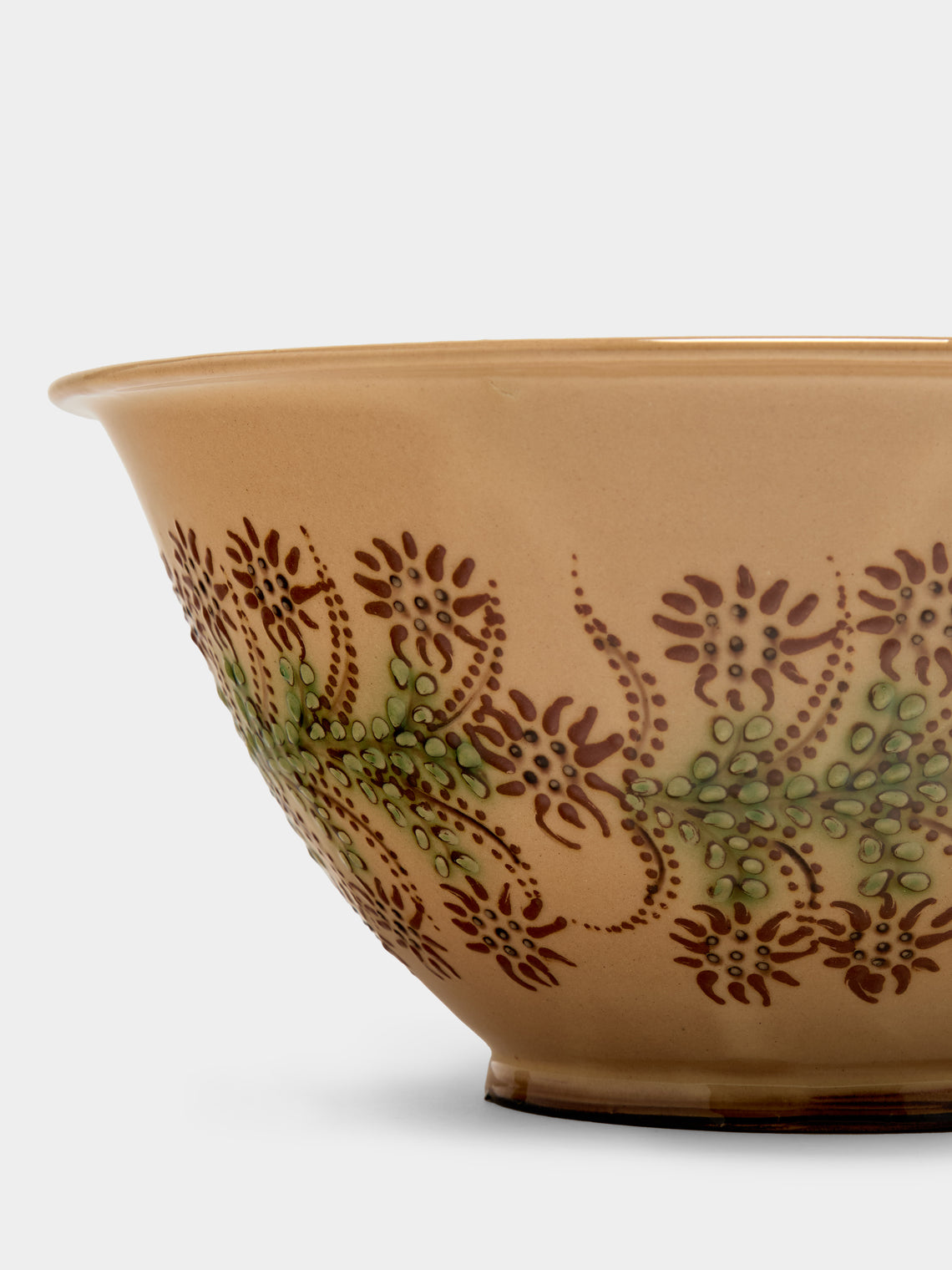Poterie d’Évires - Flowers Hand-Painted Ceramic Petite Salad Bowl - Cream - ABASK