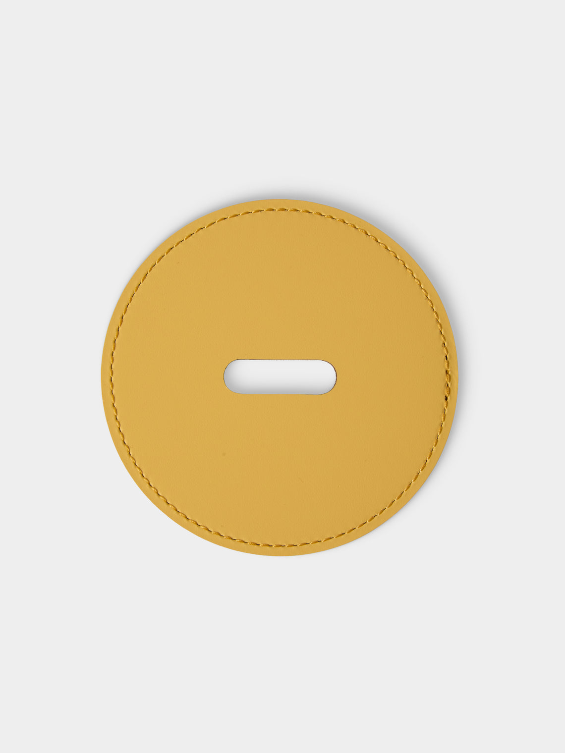 RUDI - | Set of 12 | Nautilus Leather Coasters with Holder - Yellow - ABASK