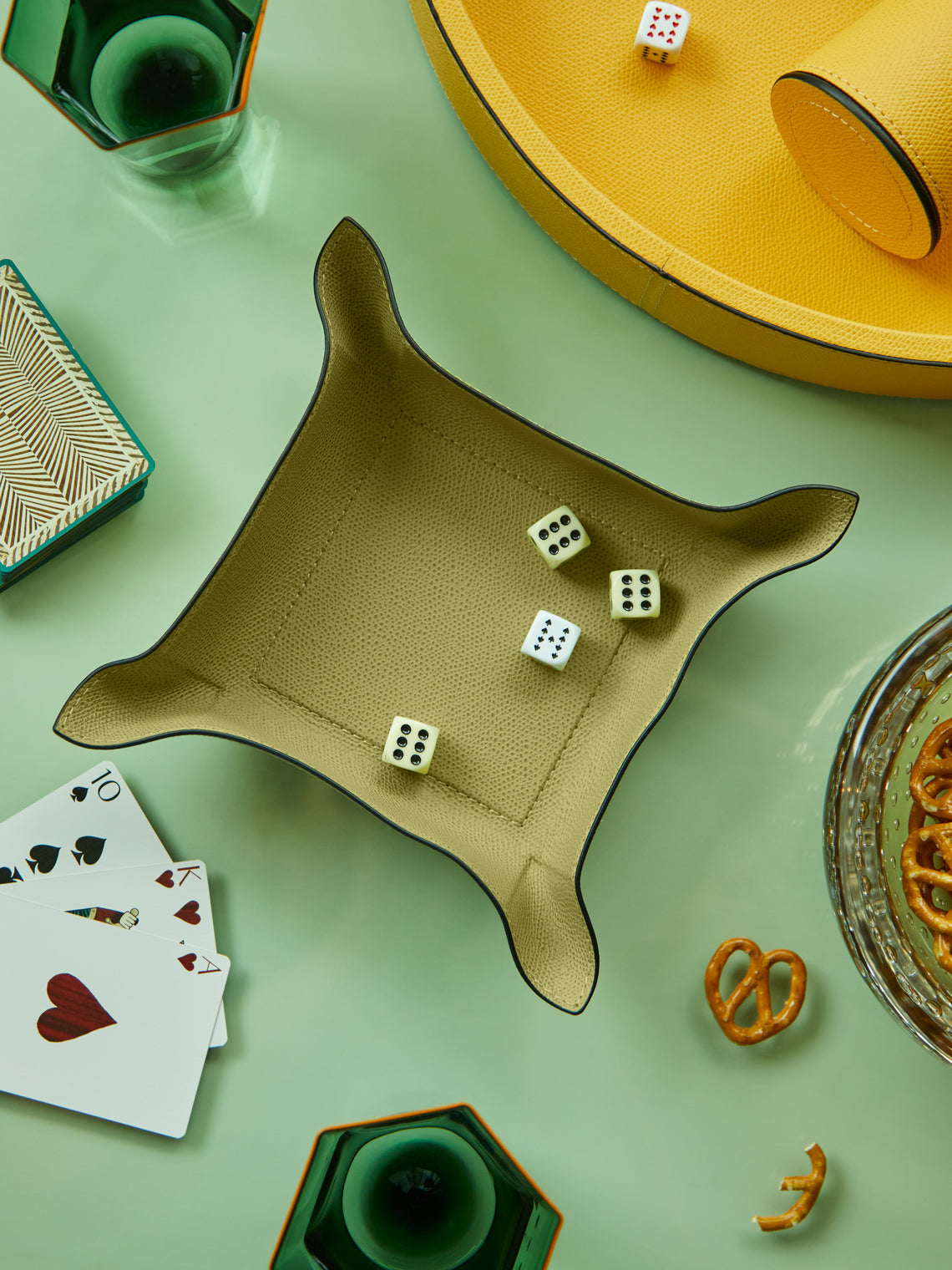 Giobagnara - Jack Leather Square Valet Tray - Green - ABASK