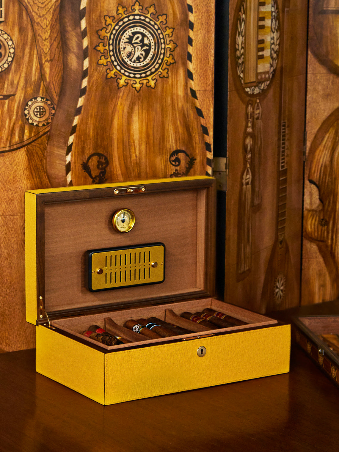Giobagnara - Santiago Leather Large Humidor Case (80 Cigars) - Yellow - ABASK