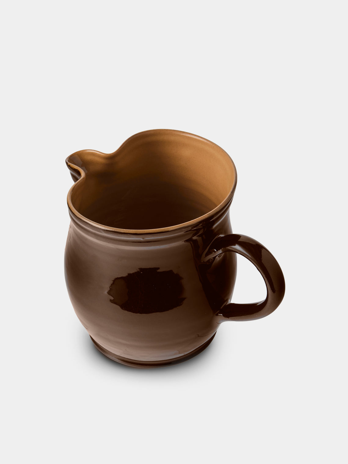 Poterie d’Évires - Flowers Hand-Painted Ceramic Medium Jug - Dark Brown - ABASK