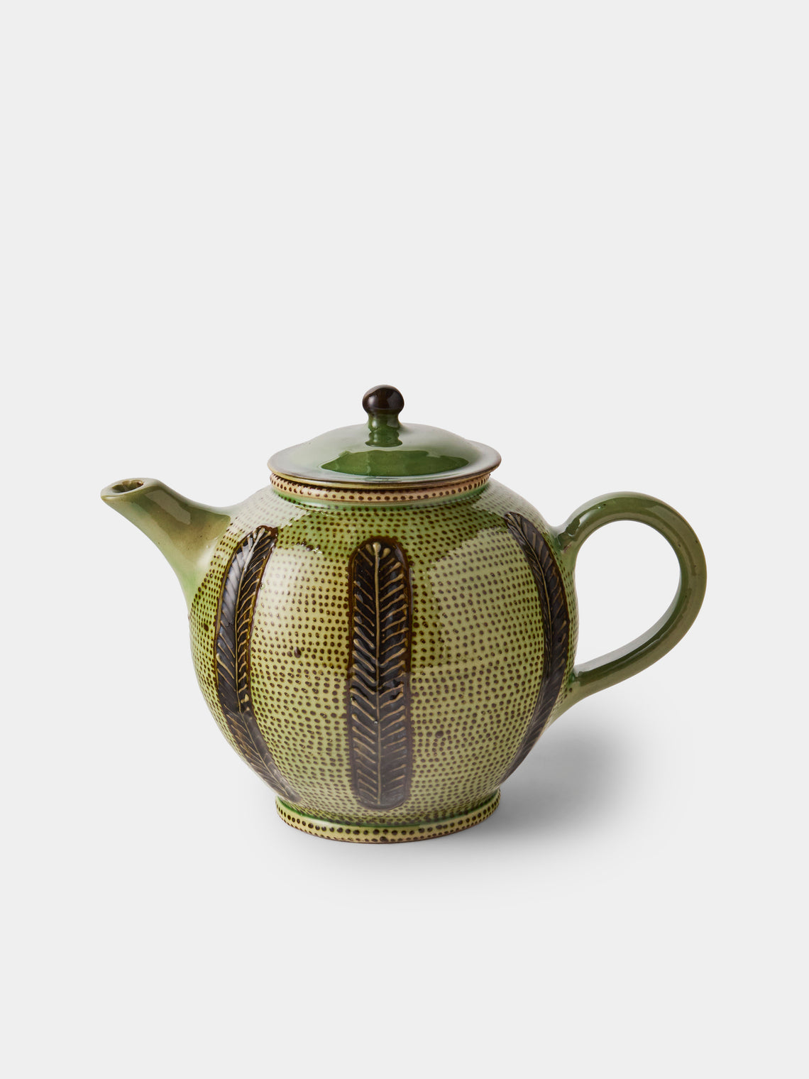 Poterie d’Évires - Stripes and Dots Hand-Painted Ceramic Small Teapot - Green - ABASK - 